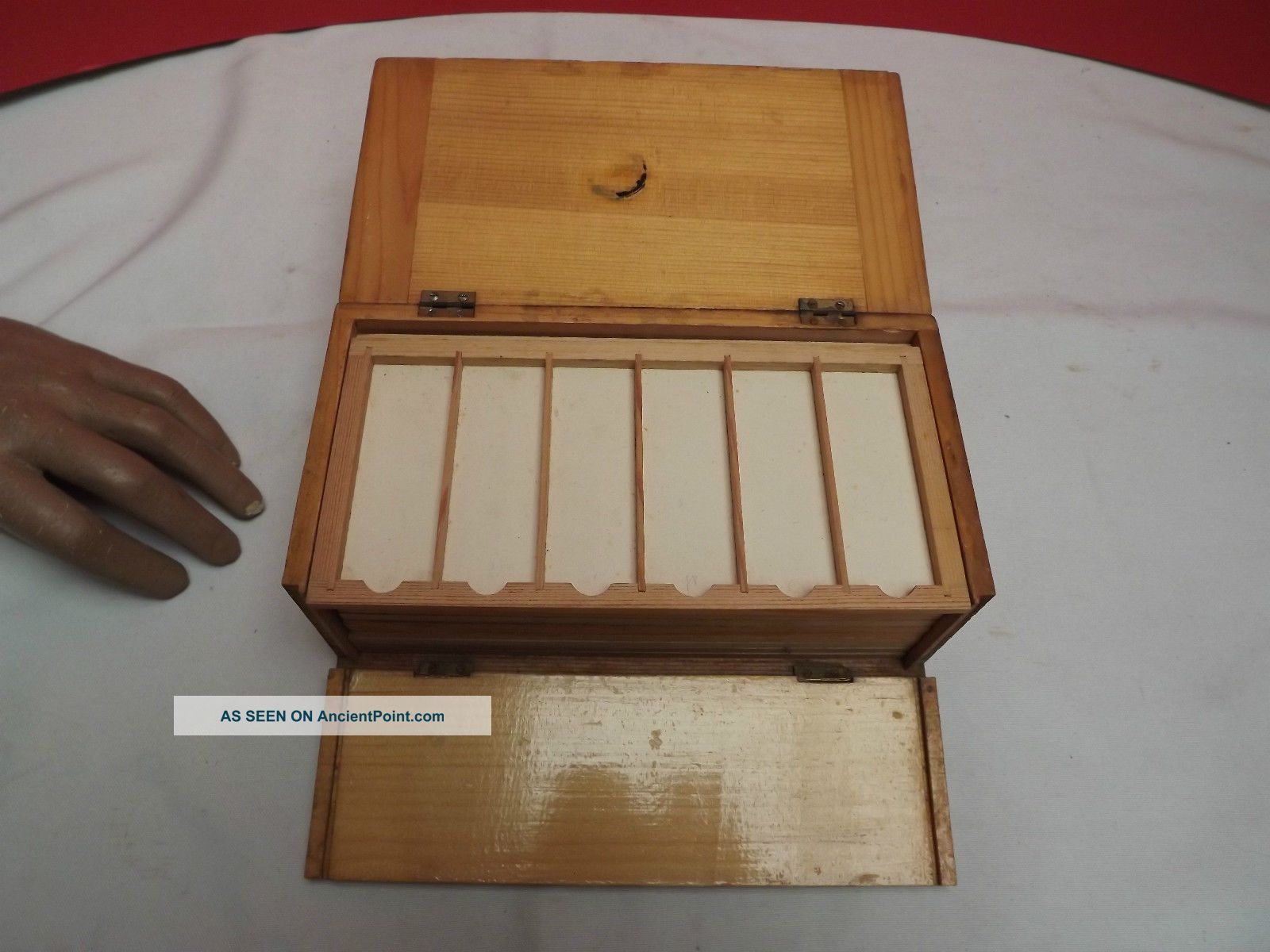 Microscope ( (microscope Slide Case))  Drop Front (pine) C1930 (12 Trays) Other Antique Science Equip photo