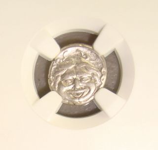 4th Cent Bc Mysia,  Parium Ancient Greek Gorgon Silver Hemidrachm Ngc Vf Edge Cut photo
