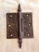 4 Antique Fancy Victorian Iron Door Hinges 3.  5 