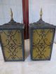Vtg Mid Century Moe Outdoor Porch Light Stained Glass Gothic Lantern Wall Sconce Chandeliers, Fixtures, Sconces photo 1