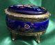Vintage Jewelry Casket Cobalt Enamel Gilt Ormolu Music Trinket Box Sankyo Japan Boxes photo 2