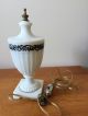 Vintage Art Deco Pair White Ribbed Glass Lamps Cords Lamps photo 1