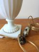 Vintage Art Deco Pair White Ribbed Glass Lamps Cords Lamps photo 8