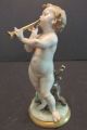 Cherub Playing Horn Capodimonte Porcelain Figurine Vtg Curly Haired Putti Figurines photo 1