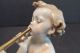 Cherub Playing Horn Capodimonte Porcelain Figurine Vtg Curly Haired Putti Figurines photo 2