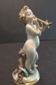 Cherub Playing Horn Capodimonte Porcelain Figurine Vtg Curly Haired Putti Figurines photo 4
