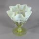 John Walsh Walsh Floriform Vaseline Glass Vase With Opaline Art Nouveau Pattern Art Nouveau photo 3