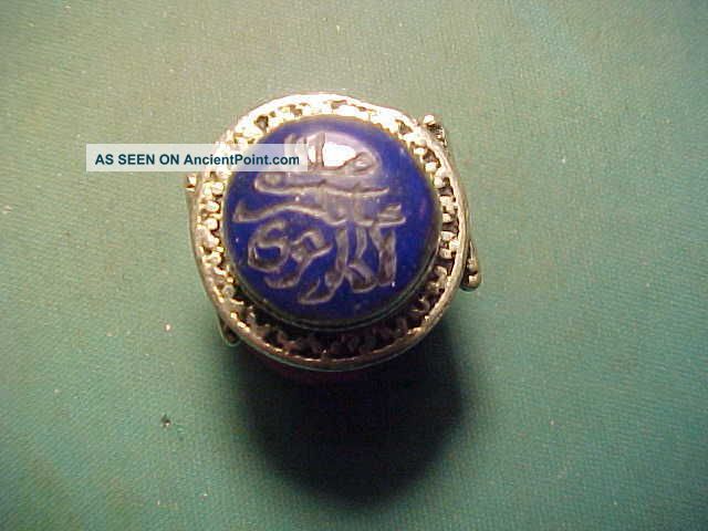 Near Eastern Hand Crafted Intaglio Ring Lapis Lazuli Stone (script) 1700 - 1900 Near Eastern photo