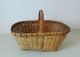 Early Handmade Antique Primitive Large Splint Woven Basket Vintage Market Primitives photo 3
