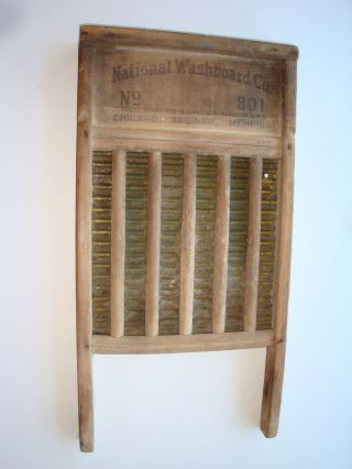 Primitive Rustic Washboard - - Wood & Metal - - National Washboard Company No.  801 photo