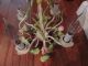 Vintage Italian Floral Tole 4 Light Chandelier.  Daisies & Roses.  Tagged Italy. Chandeliers, Fixtures, Sconces photo 3