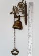 Antique Ornate Solid Brass Hanging Pull Chain Dinner Call Door Bell Vintage Wall Door Bells & Knockers photo 4