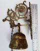 Antique Ornate Solid Brass Hanging Pull Chain Dinner Call Door Bell Vintage Wall Door Bells & Knockers photo 5