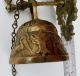 Antique Ornate Solid Brass Hanging Pull Chain Dinner Call Door Bell Vintage Wall Door Bells & Knockers photo 6