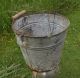 2 Vintage Primitive Galvanized Metal Pail Bucket Antique,  Planter Wood Handle Primitives photo 2