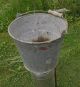 2 Vintage Primitive Galvanized Metal Pail Bucket Antique,  Planter Wood Handle Primitives photo 4