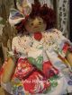 Primitive Raggedy Ann Doll,  Old Tablecloth,  Doily,  Old Photo Raggedy Annie Doll Primitives photo 1