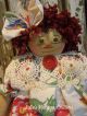 Primitive Raggedy Ann Doll,  Old Tablecloth,  Doily,  Old Photo Raggedy Annie Doll Primitives photo 3