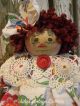 Primitive Raggedy Ann Doll,  Old Tablecloth,  Doily,  Old Photo Raggedy Annie Doll Primitives photo 8