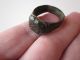 Ancient Roman Massive Bronze Engraving Ring Seal - With Two Snakes Roman photo 2