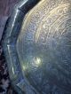 Vintage Persian Or Islamic Engraved Brass Tray With Arabic 17 