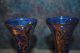 2 Antique Cobalt Glass Bud Vases With Silverplated Floral Overlay Art Nouveau photo 3