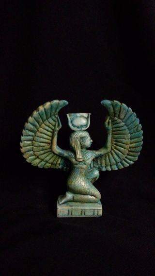 Rare Ancient Egyptian Statue Of Winged Isis (380–362 Bc) photo