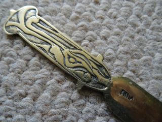 Art Nouveau Style Handled Brass Letter Opener,  8 Inches Long,  In Vgc. photo