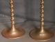 Pair Tall Antique Edwardian Victorian Brass Baroque Twist Candlestick 19” Barley Arts & Crafts Movement photo 2
