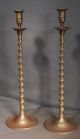 Pair Tall Antique Edwardian Victorian Brass Baroque Twist Candlestick 19” Barley Arts & Crafts Movement photo 3