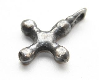 Ancient Viking Ornament Solid Silver Cross Pendant (jun) photo