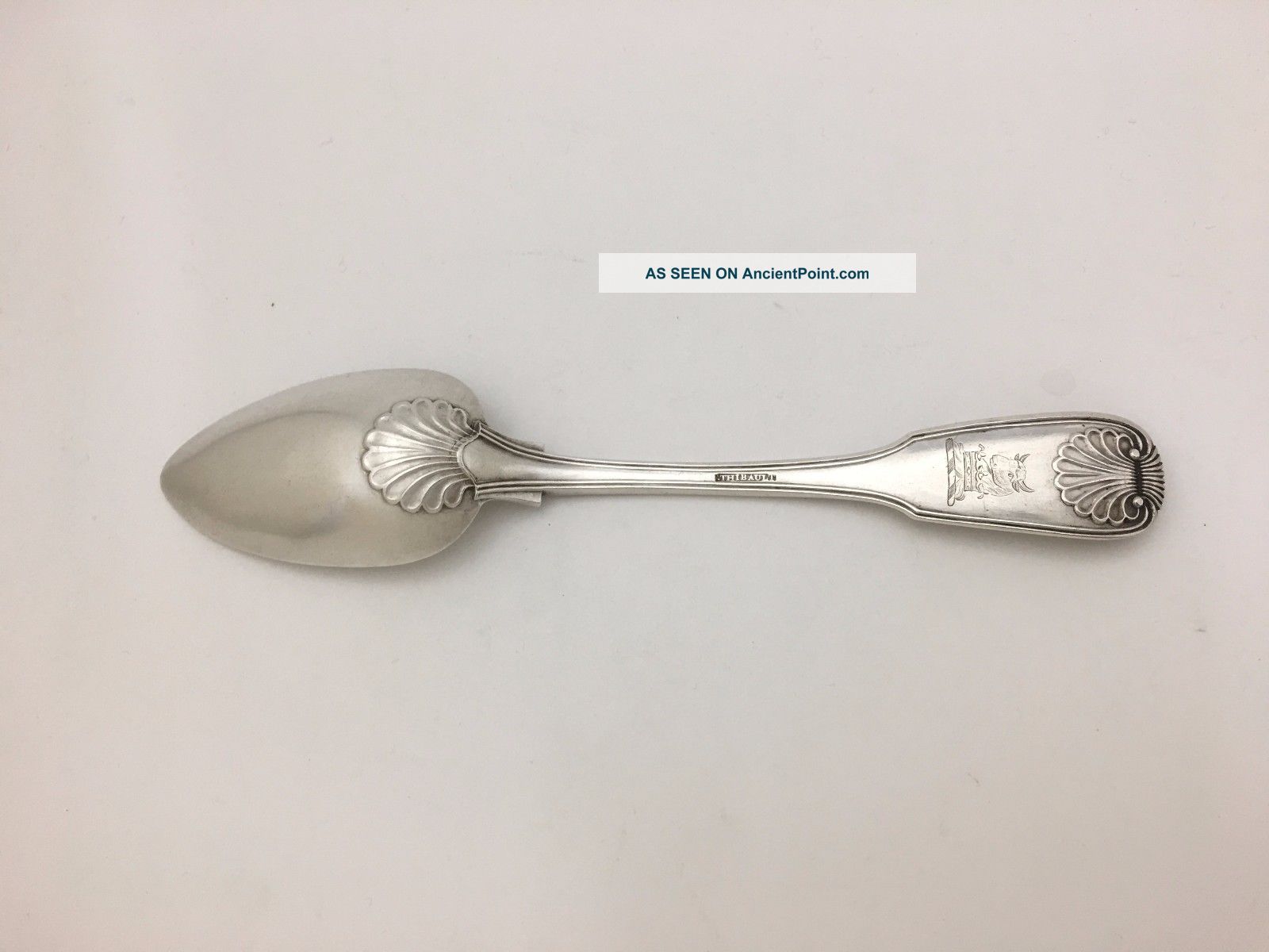 Francis Thibault Philadelphia Pa Fine Coin Silver Shell Crested Table Spoon 1813 Coin Silver (.900) photo