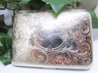 Vintage Stamped Germany German Silver Business Card Case Etched German Silver photo