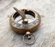 Solid Brass Antique Marine Compass With Leather Case Old Ship Navy Compass Decor Compasses photo 2