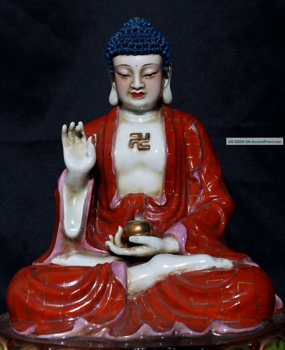 Large Rare Antique Chinese Glaze Porcelain Buddha Statue Fa335