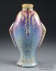 Chinese Small Flambé Glaze Porcelain Double Fish Vase,  18th To 19th Century Vases photo 1