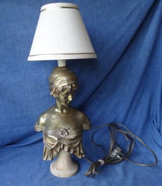 Regency / Victorian Bronze /brass Bust By French Artist Rene Marquet,  Now A Lamp photo