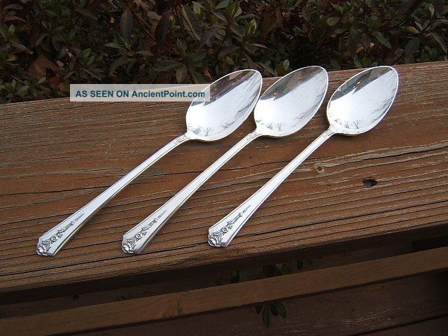 4 Holmes & Edwards Spring Garden Oval Soup Place Spoons Good Lota Flatware & Silverware photo