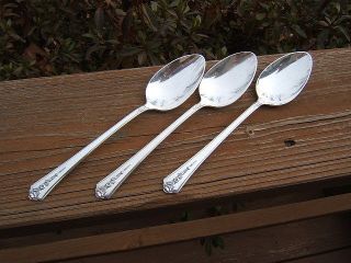 4 Holmes & Edwards Spring Garden Oval Soup Place Spoons Good Lota photo