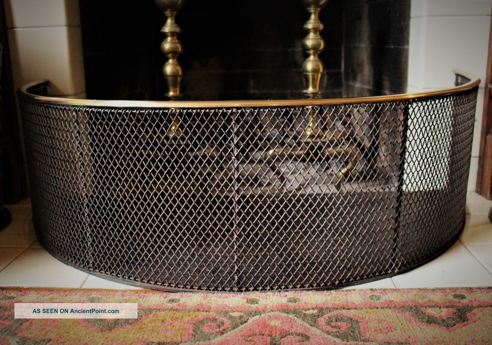 Late 18th C.  Or Early 19th C.  American Or English Brass & Iron Fireplace Fender Hearth Ware photo