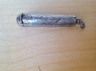 Antique Solid Silver Cheroot,  Small Cigarette Case Birmingham 1915 Chatelaine photo