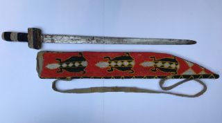 African Yoruba Tribal Beaded Sheath And Sword photo