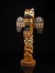 A Vintage Alaskan Carved Wood Totem Pole,  Signed 