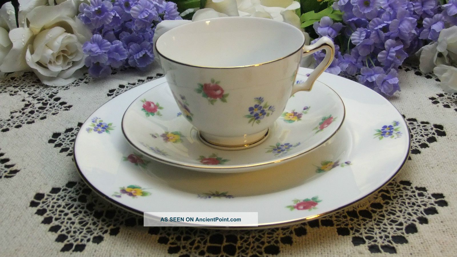 Crown Staffordshire Teacup Saucer & 8 1/4 