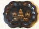 Antique Victorian Papier Mache Hand Painted Tole Tray Mother Of Pearl Chinoiseri Toleware photo 3