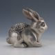 Chinese Cupronickel Carved Rabbit Statue Qing Dynasty Mark Figurines & Statues photo 4