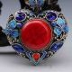 Tibetan Silver Cloisonne Inlay Natural Red Coral Heart Shape Pendant 01 Necklaces & Pendants photo 1