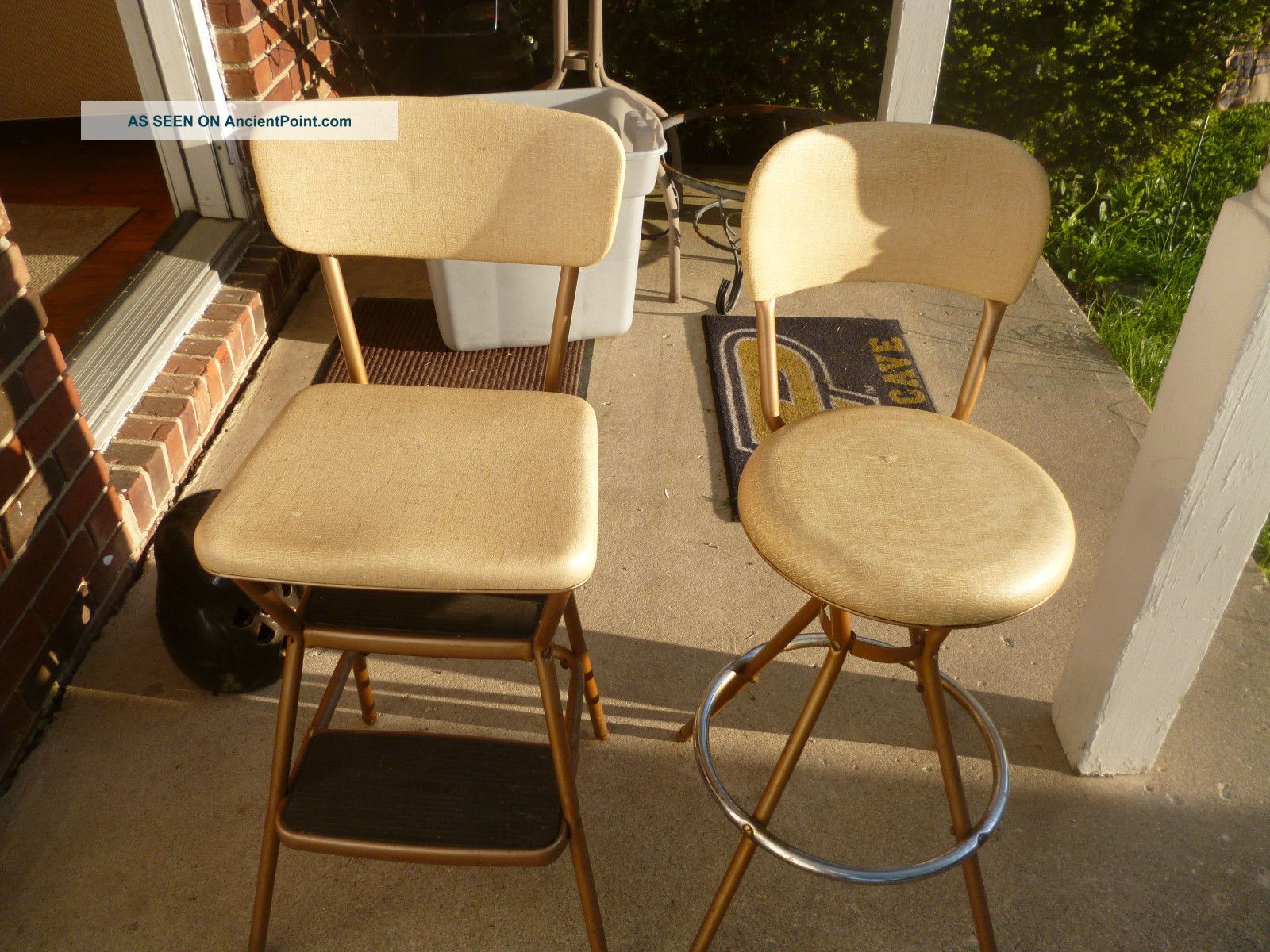 2 Vintage Mid - Century Cosco Chrome Swivel Stool & Flip Up Step Stool Chair Mid-Century Modernism photo