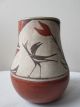 Antique 1930s Polychrome Native American Indian Zia Pueblo Pottery Vase Wit Bird Native American photo 3