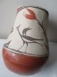Antique 1930s Polychrome Native American Indian Zia Pueblo Pottery Vase Wit Bird Native American photo 8